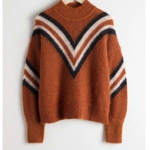 Mock Neck Varsity Stripe Sweater